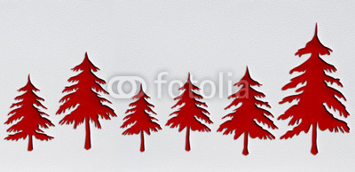 400x194 Red Christmas Trees With Punch Paper Design Is On White Background