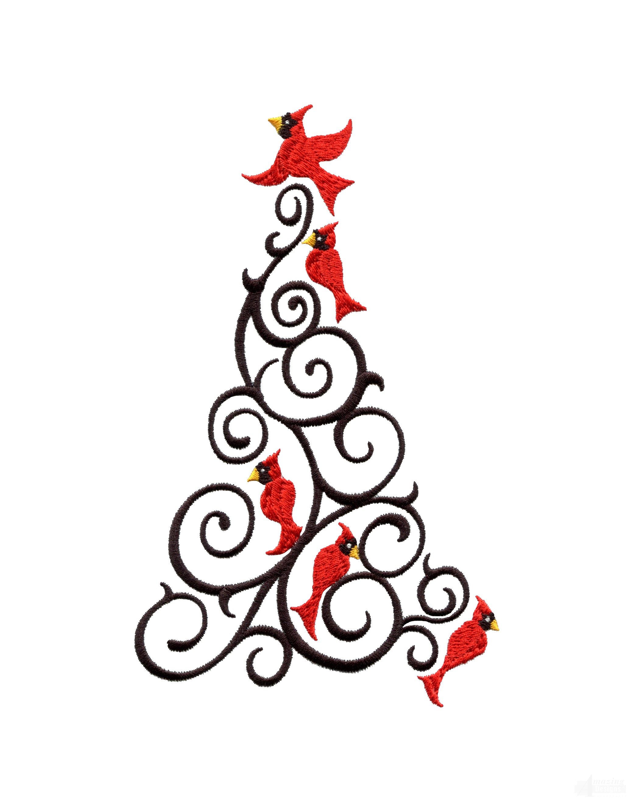 2062x2626 Cardinal Christmas Tree Embroidery Design