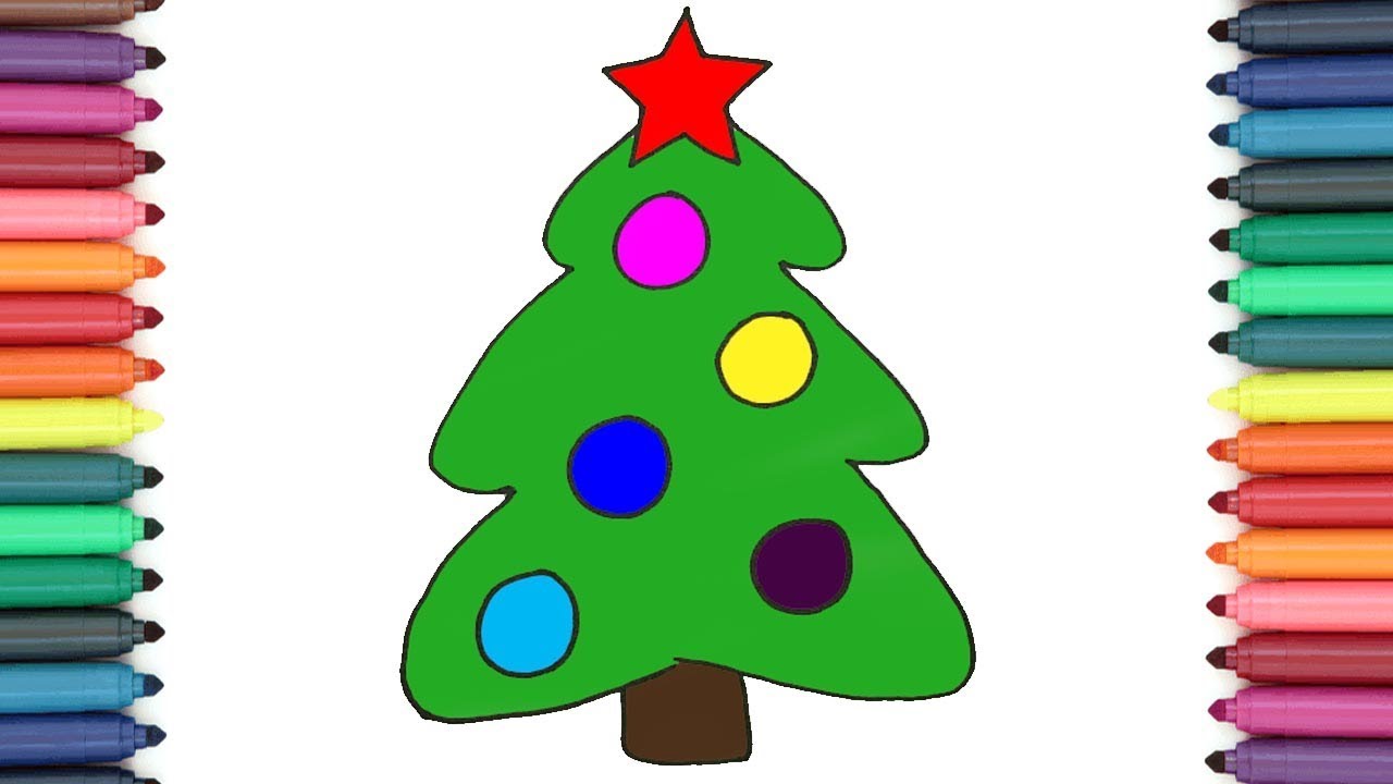 1280x720 Christmas Tree Drawing For Kids Step