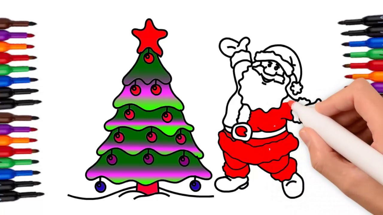 1280x720 How To Draw Christmas Tree Christmas Tree Drawing For Coloring