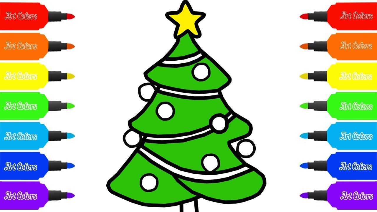 1280x720 How To Draw A Christmas Tree For Kids Coloring Pages Art
