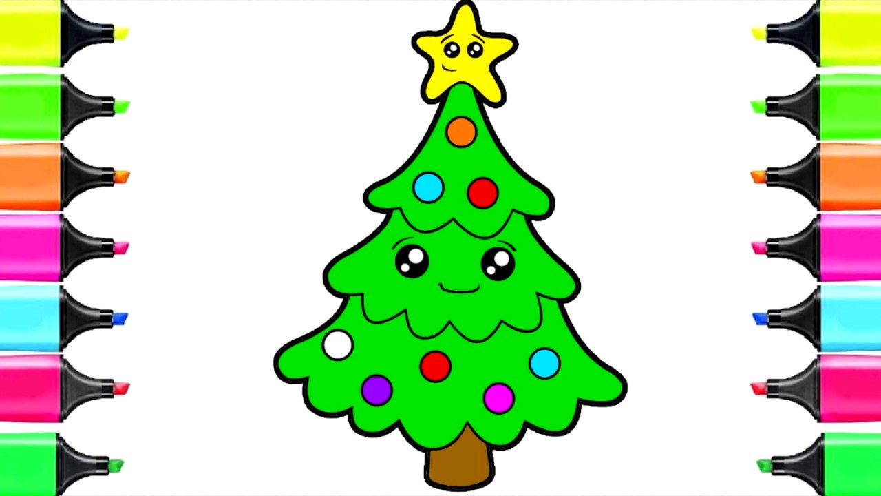 1280x720 Glitter Christmas Tree Ornaments Coloring And Drawing For Kids