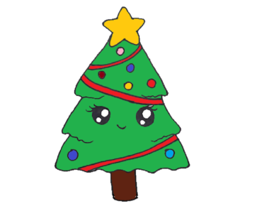 370x297 Christmas Tree Drawing Step