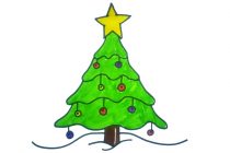 210x140 Tag Christmas Tree Drawing Outline