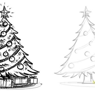 336x336 Christmas Tree Drawing Easy Steps Tags Cartoon Animal Drawings