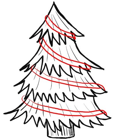 400x487 How To Draw Christmas Trees Step