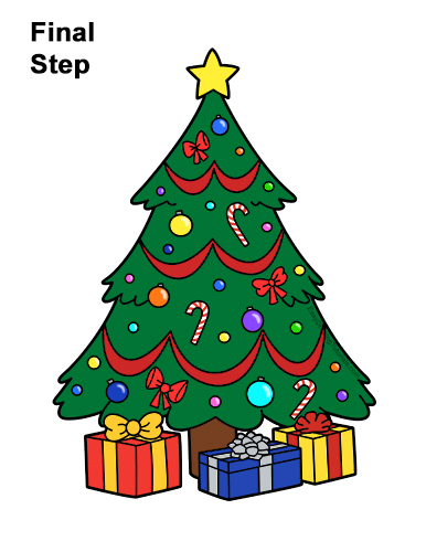 386x500 Simple How To Draw A Christmas Tree Stepstep Drawing Tutorial