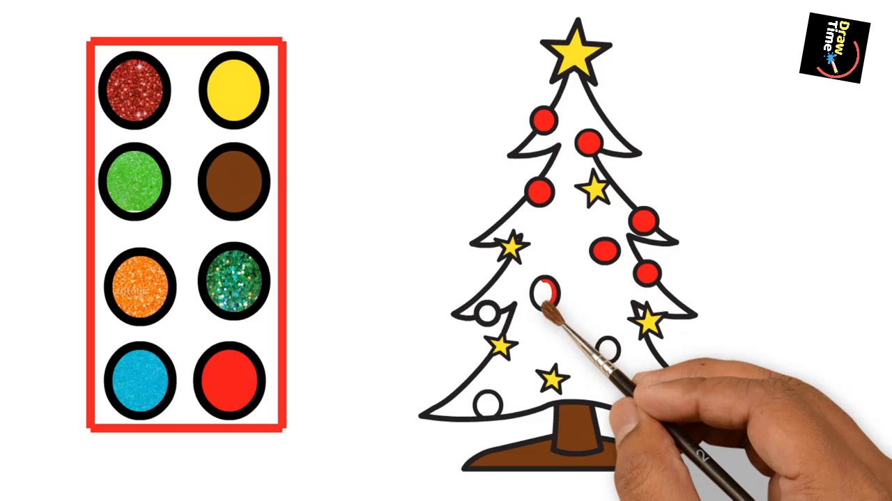 1280x720 Christmas Tree Drawing Coloring Pages Book For Kids Step