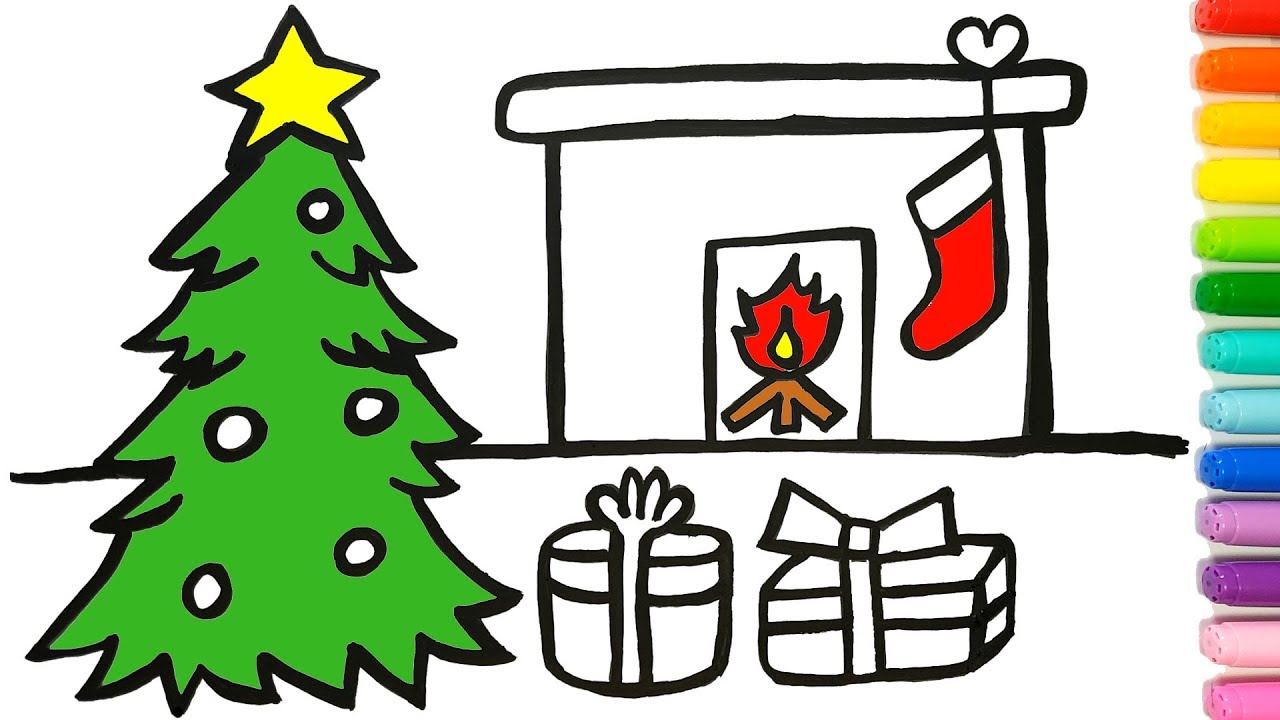 1280x720 Christmas Tree Coloring And Drawing Learn Colors For Kids Jolly