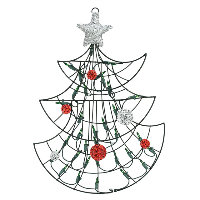 640x640 Lighted Christmas Tree With Silver Tinsel Star Window Or Wall