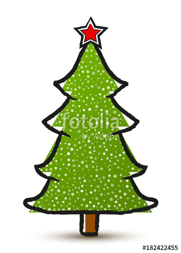 357x500 Vector Drawing Abstract Christmas Tree With A Star And Snow