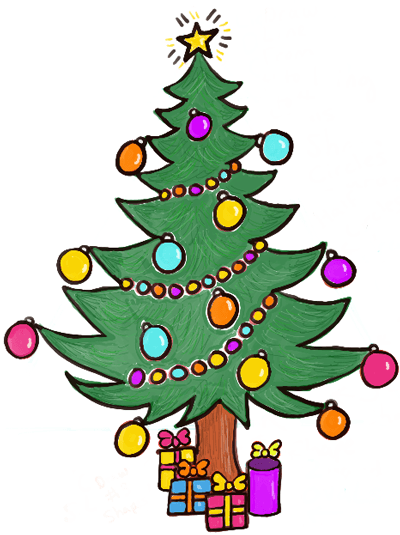 Christmas Tree With Presents Drawing | Free download on ClipArtMag