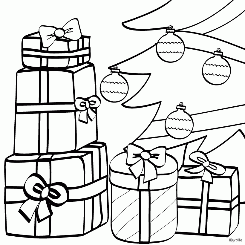 820x820 Christmas Tree With Presents Drawing Images Pictures