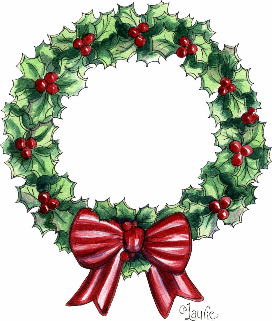 935x1104 Laurie Furnell Zima Christmas Wreath Clipart, Christmas