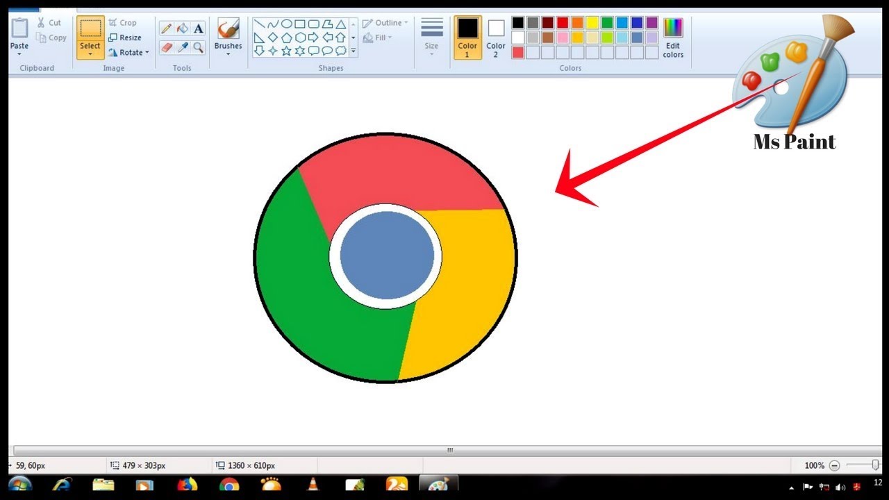 1280x720 Ms Paint Drawing How To Draw Google Chrome Logo In Ms Paint