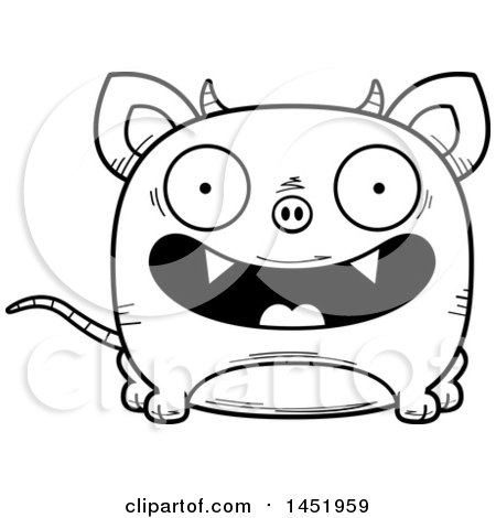 450x470 Clipart Graphic Of A Cartoon Black And White Lineart Smiling