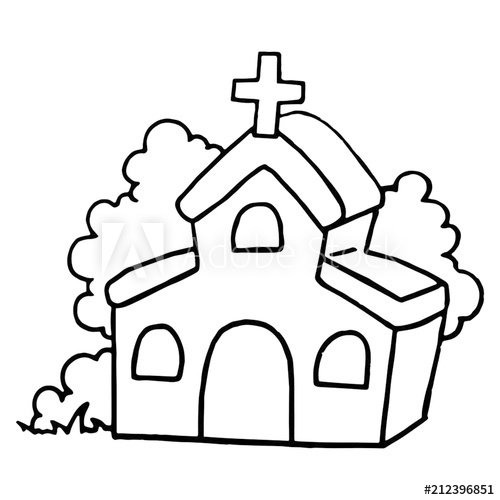 500x500 Church Cartoon Illustration Isolated On White Background