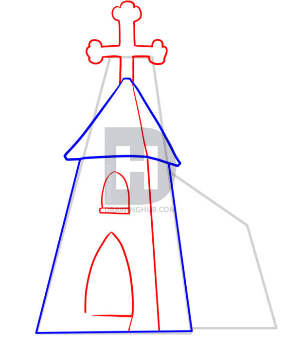 586x720 How To Draw A Church, Step