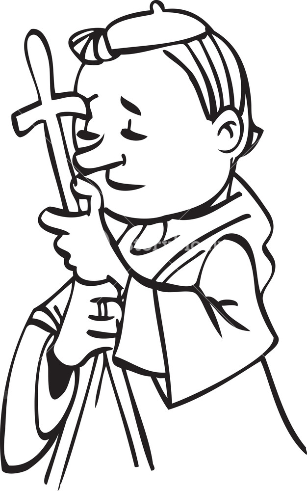626x1000 Illustration Of A Church Father Holding Cross Royalty Free Stock