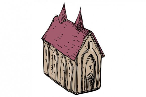 580x387 Medieval Church Drawing