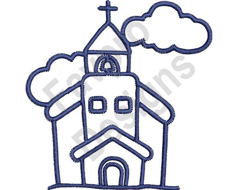 794x635 Church Outline Machine Embroidery Design Etsy