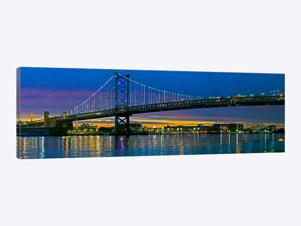 1000x750 Suspension Bridge And Cincinnati Skyline Giclee Canvas Picture Art