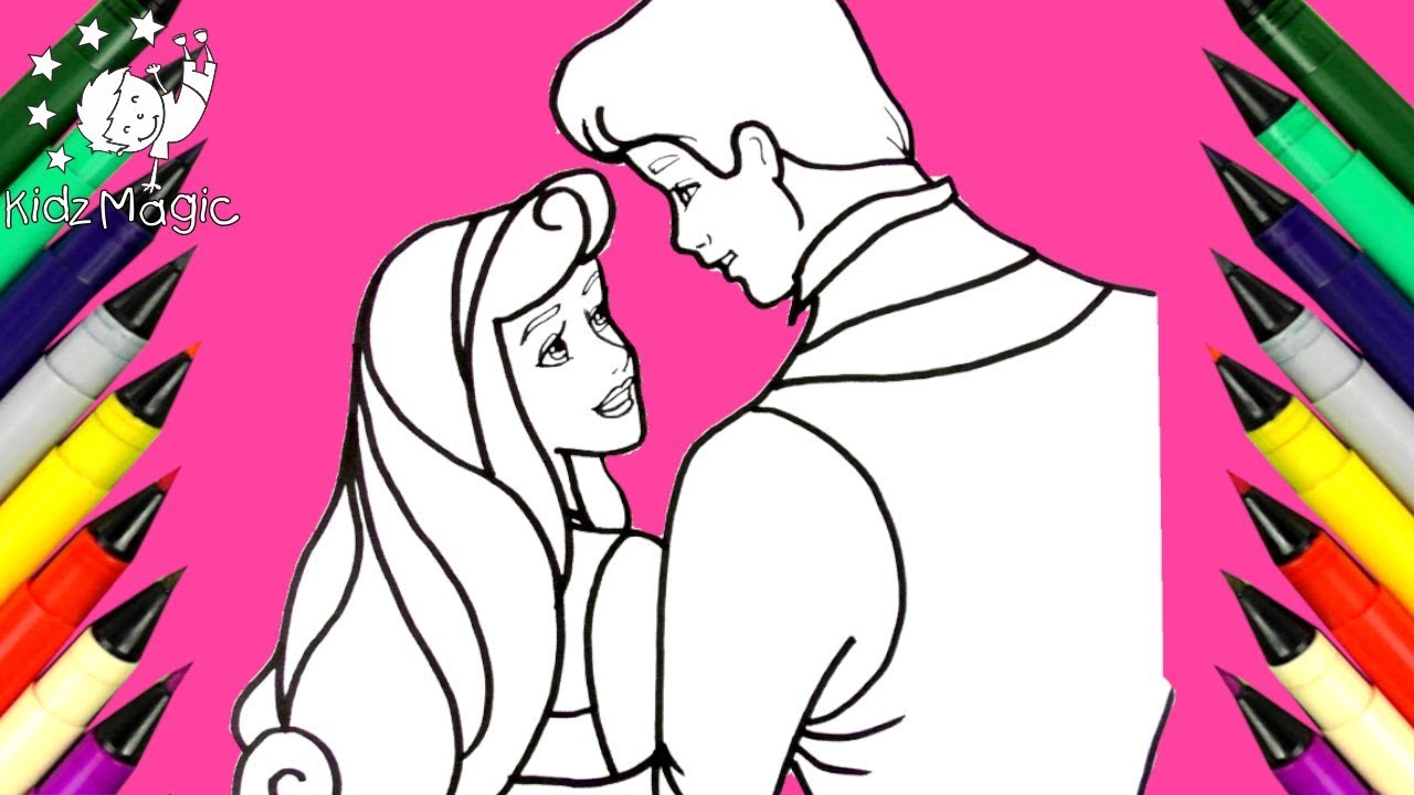 1280x720 Drawing And Coloring Sleeping Beauty And Prince Philip Disney