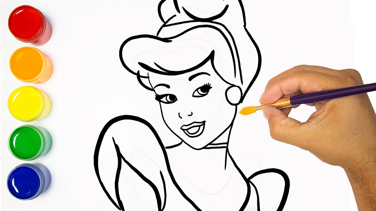1280x720 How To Draw A Cinderella Disney For Baby Coloring And Drawing