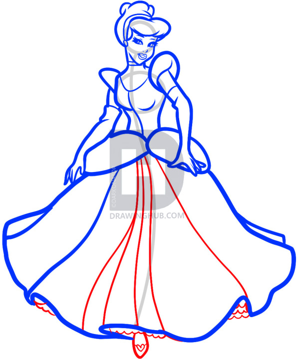 597x720 How To Draw Cinderella, Step