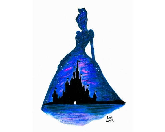 570x456 Cinderella Silhouette Limited Edition Print Poster Disney Etsy