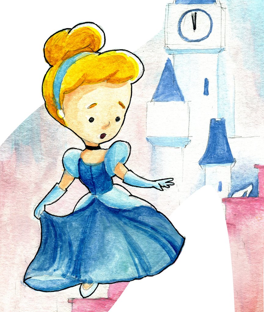 864x1024 Cinderella And The Glass Slipper Watercolor Ben Byrd Art