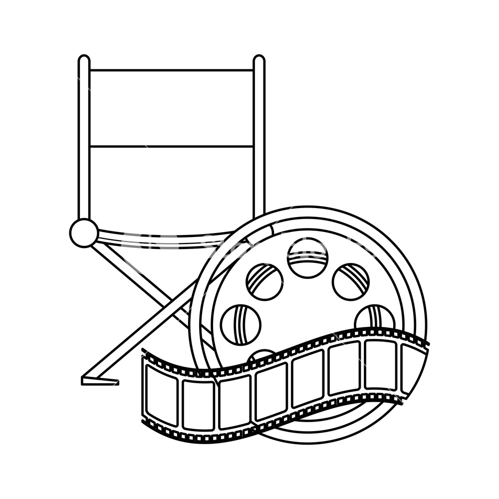 1000x1000 Cinema Directors Chair With Rolling Reel Vector Illustration