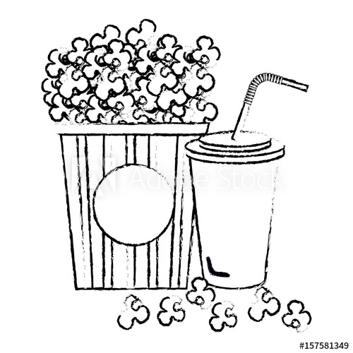 500x500 Pop Corn With Soda Cinema Food Vector Illustration Design