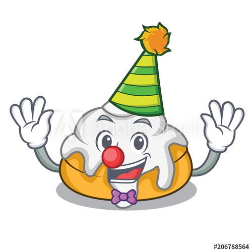 500x500 Clown Cinnamon Roll Mascot Cartoon