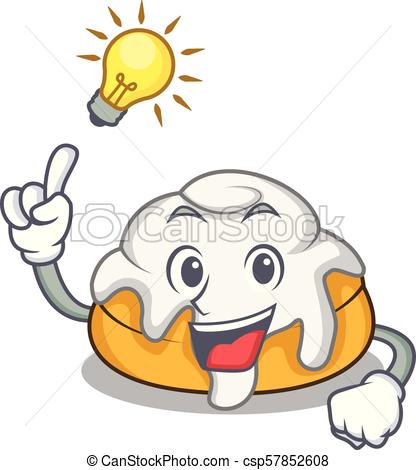 416x470 Have An Idea Cinnamon Roll Mascot Cartoon Vector Illustration