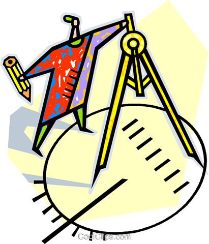 411x480 Man With A Compass Drawing A Circle Royalty Free Vector Clip Art