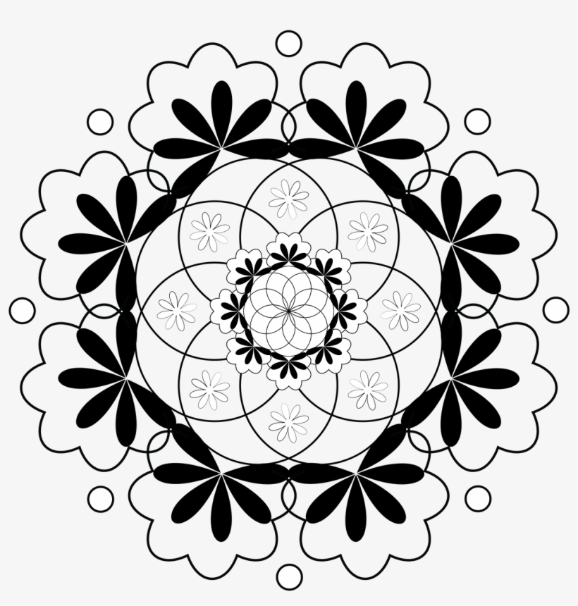 820x860 Pattern Flower Table Cloth Round Circle Black White