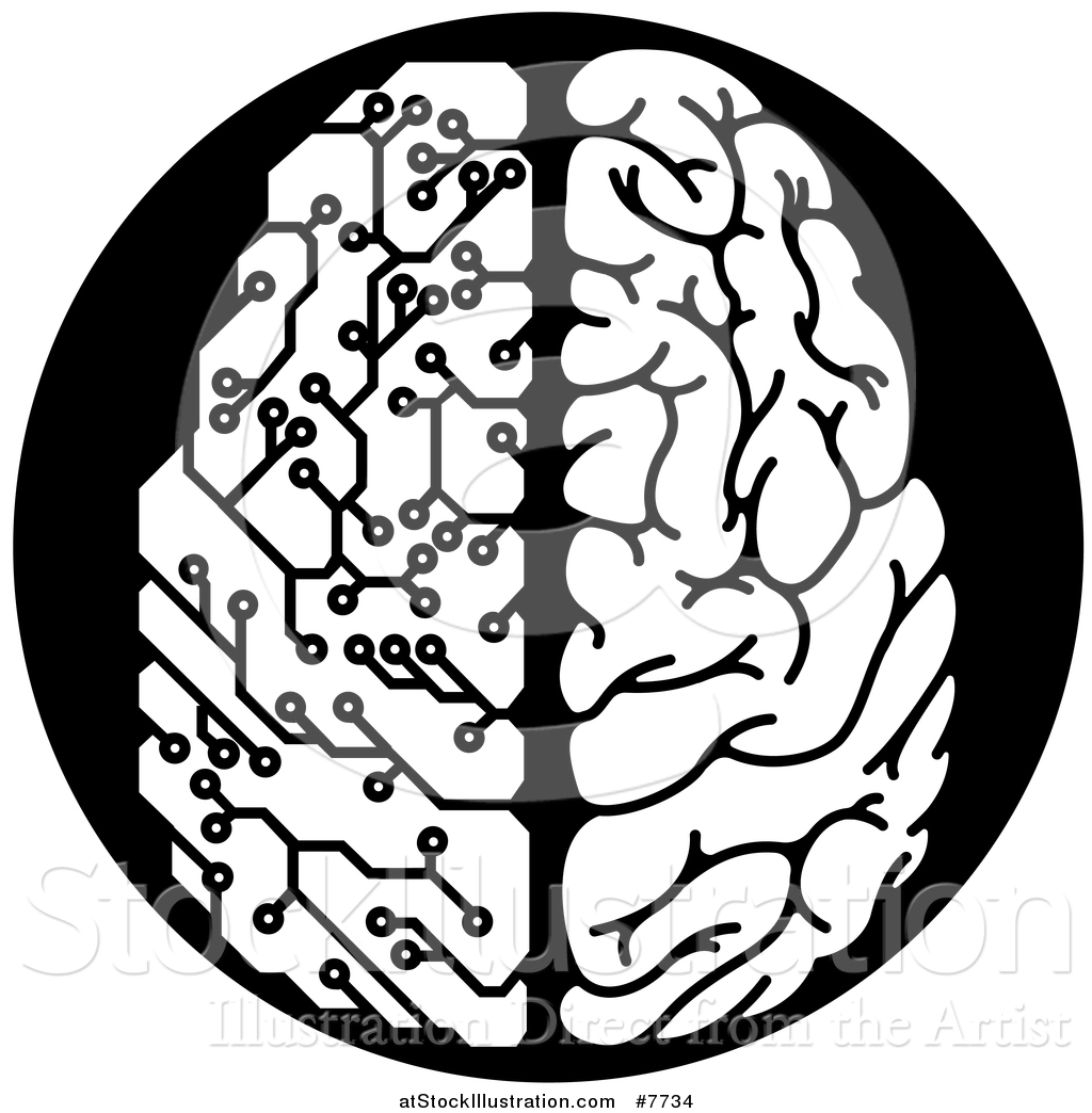 1024x1044 Vector Illustration Of A Black And White Half Human, Half