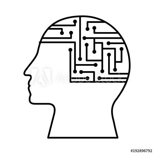 500x500 human profile brain circuit board data intelligence vector