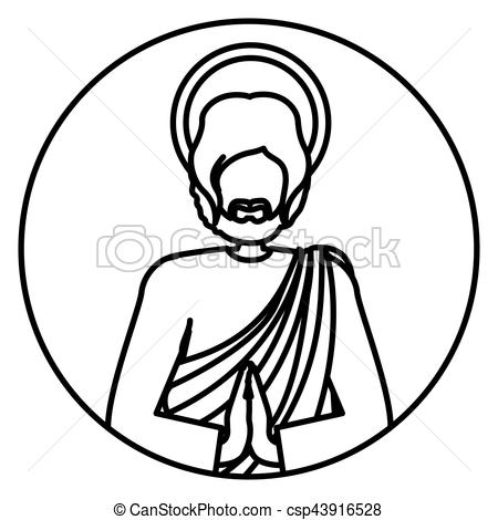 450x470 Circular Shape With Contour Of Half Body Picture Saint Vector