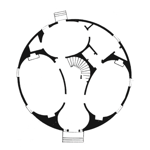 500x500 circular spaces architecture plan, plan