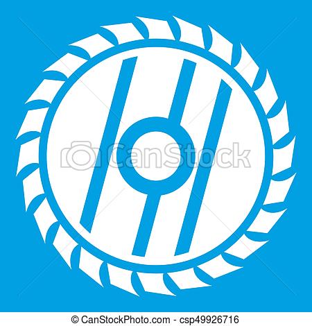 450x470 Circular Saw Blade Icon White Isolated On Blue Background