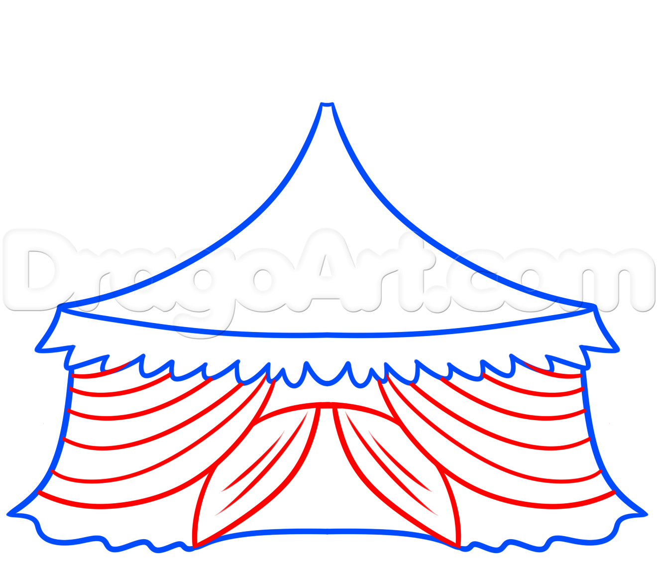 1322x1139 Circus Tent Drawing Tutorial, Step