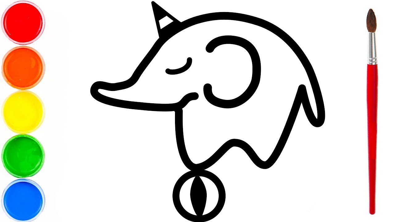 1280x720 Cute Circus Elephant Drawing And Coloring For Kids And Toddlers