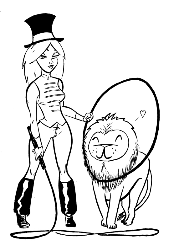 556x800 circus drawing lion tamer for free download