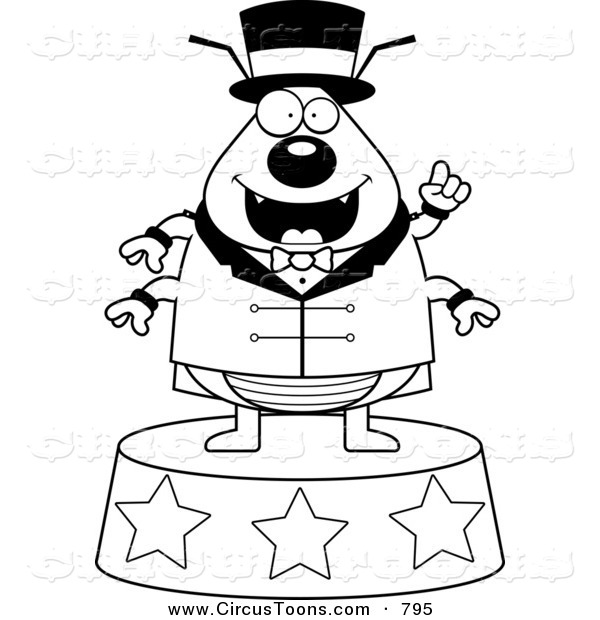600x620 circus clipart of a black and white circus flea ringmaster