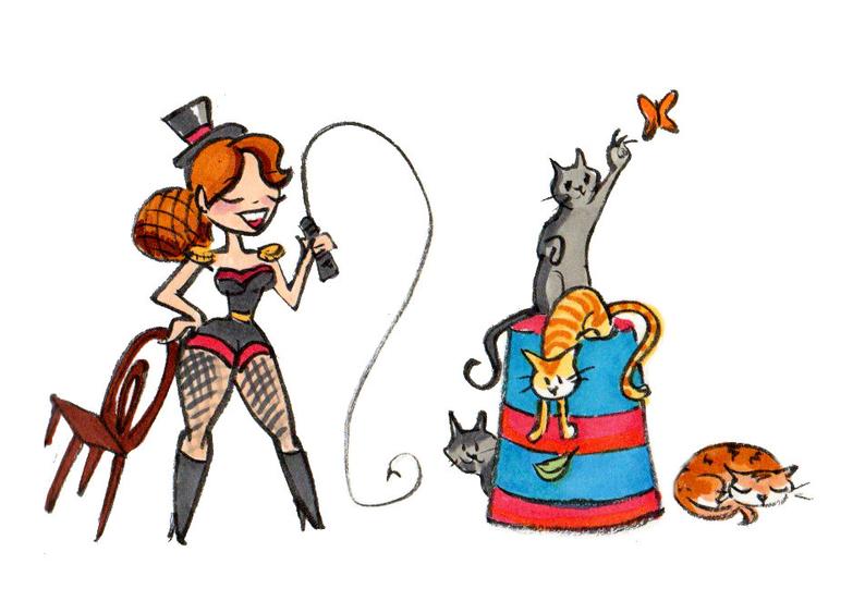 794x552 circus pinup the cat tamer pinup original illustration drawing etsy