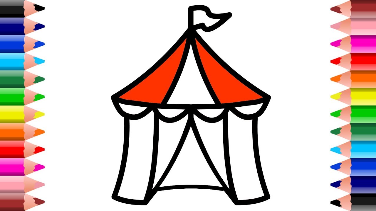 1280x720 Circus Tent Drawing And Coloring Pages For Children Setoys