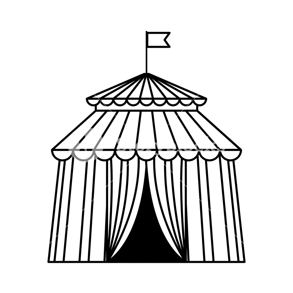 1000x1000 Circus Tent Icon Black And White Vector Illustration Graphic