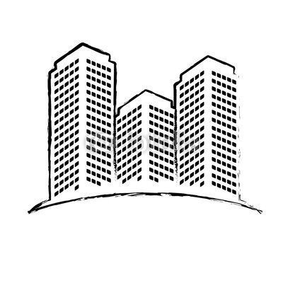 400x400 City Buildings Icon Over White Background Vector Illustration